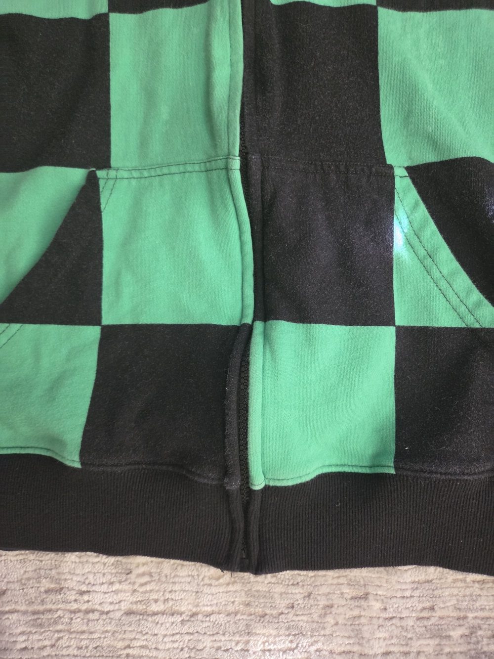 Y2K Demon Slayer Anime Checked Zip Up Hoodie - Picture 7 of 9